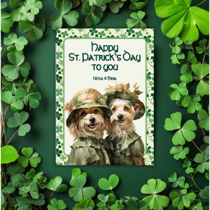 Cartes Pour Fêtes Annuelles Chien de duo de St. Patrick Irish Belles