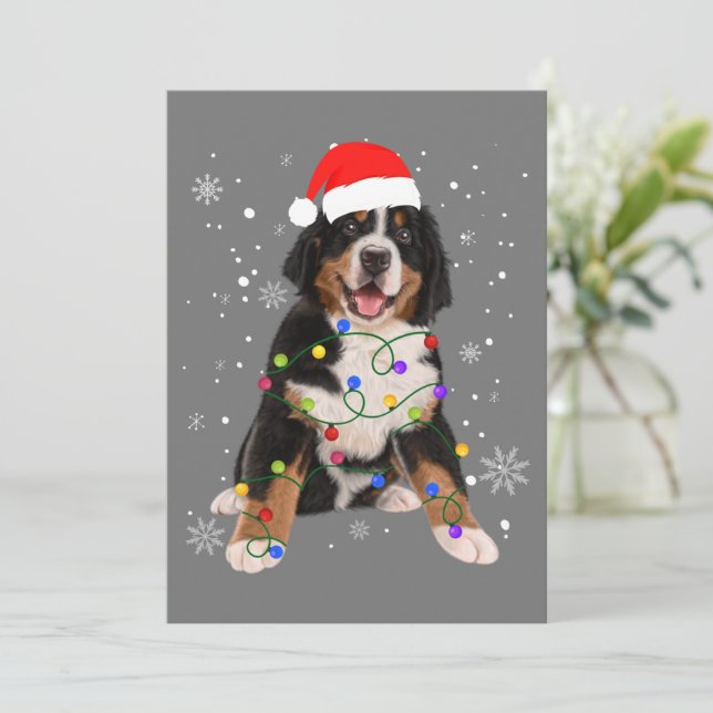 Cartes Pour Fêtes Annuelles Chien de Montagne des Bernese Illumine Noel Famill (Debout devant)