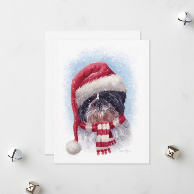 Cartes Pour Fêtes Annuelles Chien de Noël (Devant/Arrière en situation)