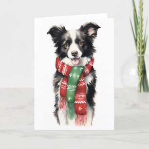 Cartes Pour Fêtes Annuelles Chien de Noël, Border Collie de Fêtes BLANK