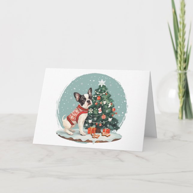 Cartes Pour Fêtes Annuelles Chien de Noël Boston Terrier (Devant)