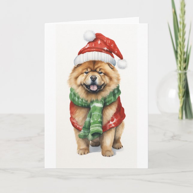 Cartes Pour Fêtes Annuelles Chien de Noël, Chow Chow de vacances BLANK (Devant)