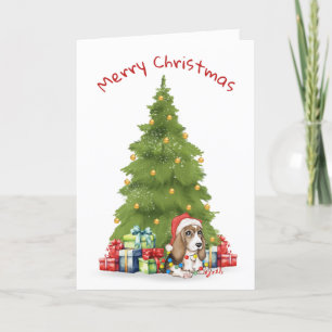 Cartes Pour Fêtes Annuelles Chien De Noël Dans Les Lumières Des Fêtes En Tangu