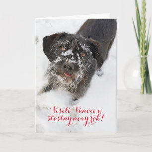 Cartes Pour Fêtes Annuelles Chien de Noël en tchèque personnalisé