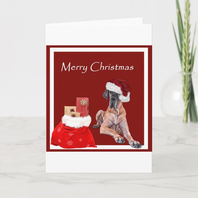Cartes Pour Fêtes Annuelles Chien de Noël Great Dane (Devant)