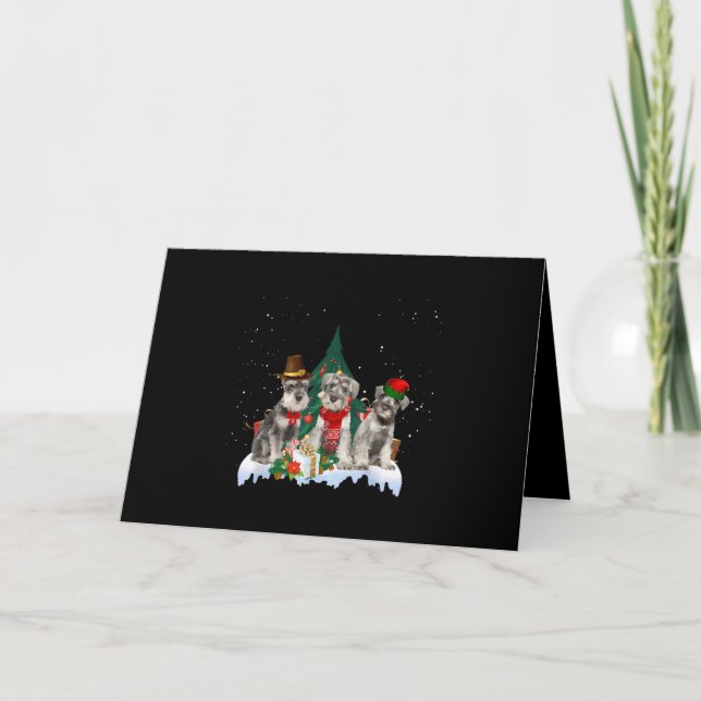 Cartes Pour Fêtes Annuelles Chien de Noël Miniature Schnauzer Mignon (Devant)