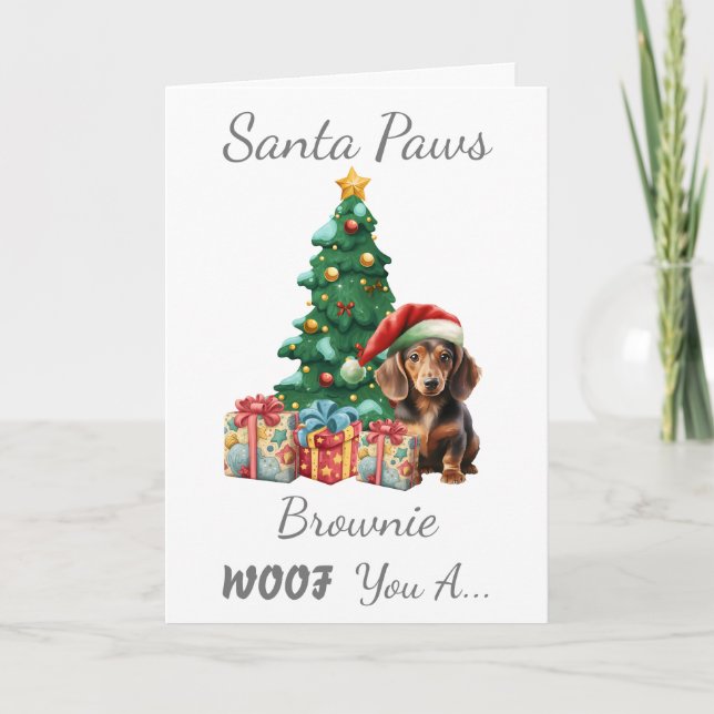 Cartes Pour Fêtes Annuelles Chien de Noël personnalisable Mini Dachshund (Devant)