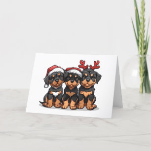 Cartes Pour Fêtes Annuelles Chien de Noël Rottweiler Père Noël