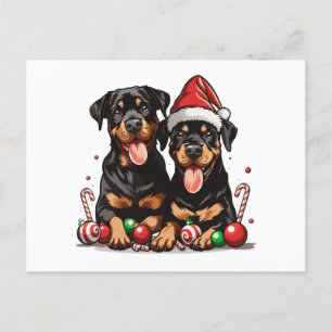 Cartes Pour Fêtes Annuelles Chien de Noël Rottweiler Père Noël