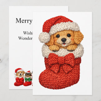 Cartes Pour Fêtes Annuelles Chien de Noël Tricot Hiver