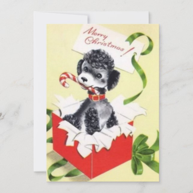 Cartes Pour Fêtes Annuelles Chien de Noël Vintage mignon (Devant)