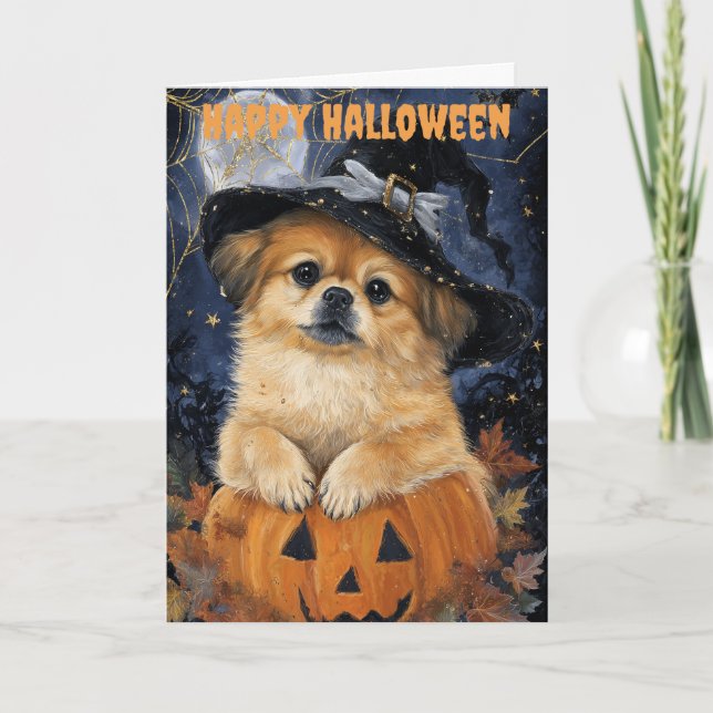 Cartes Pour Fêtes Annuelles Chien de Pékin Halloween (Devant)