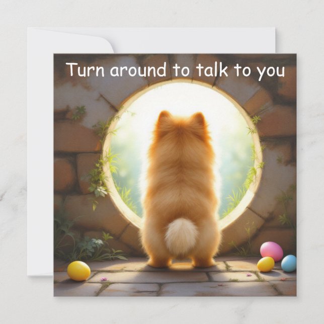 Cartes Pour Fêtes Annuelles Chien de Poméranie - Pâques (Devant)