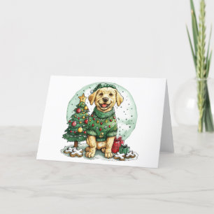 Cartes Pour Fêtes Annuelles Chien de rétritrice de Noël Jaune Labrador
