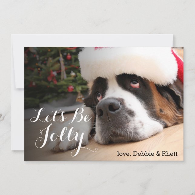 Cartes Pour Fêtes Annuelles Chien de Saint Bernard avec Santa Hat (Devant)