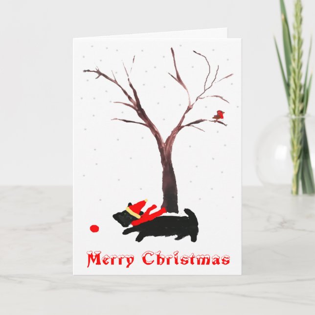 Cartes Pour Fêtes Annuelles Chien de Scottie et Noël de Robin (Devant)
