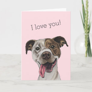 Cartes Pour Fêtes Annuelles Chien de sourire de Terrier de pitbull dessinant  