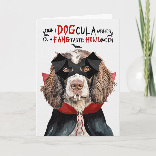 Cartes Pour Fêtes Annuelles Chien de Springer anglais drôle nombre DOGcula Hal (Devant)