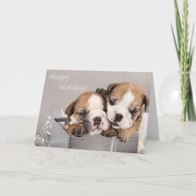 Cartes Pour Fêtes Annuelles Chien de taureau anglais et cadeaux (Devant)