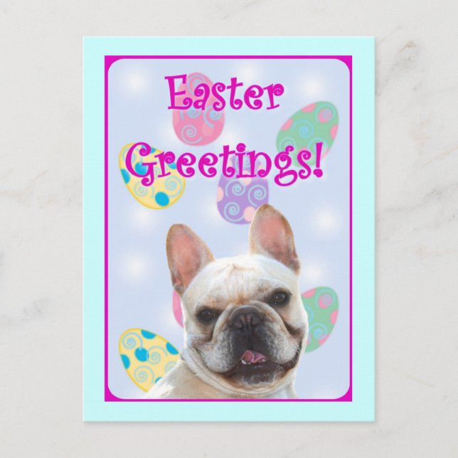 Cartes Pour Fêtes Annuelles Chien de taureau français de Pâques (Devant)