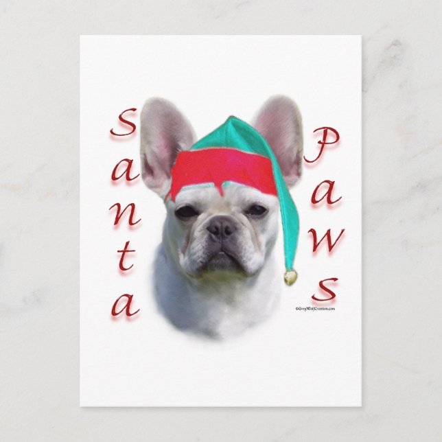 Cartes Pour Fêtes Annuelles Chien de taureau français (wht) Père Noël Paws (Devant)