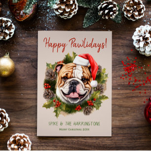 Cartes Pour Fêtes Annuelles Chien de taureau Noël Joyeux Pawlidays Howlidays