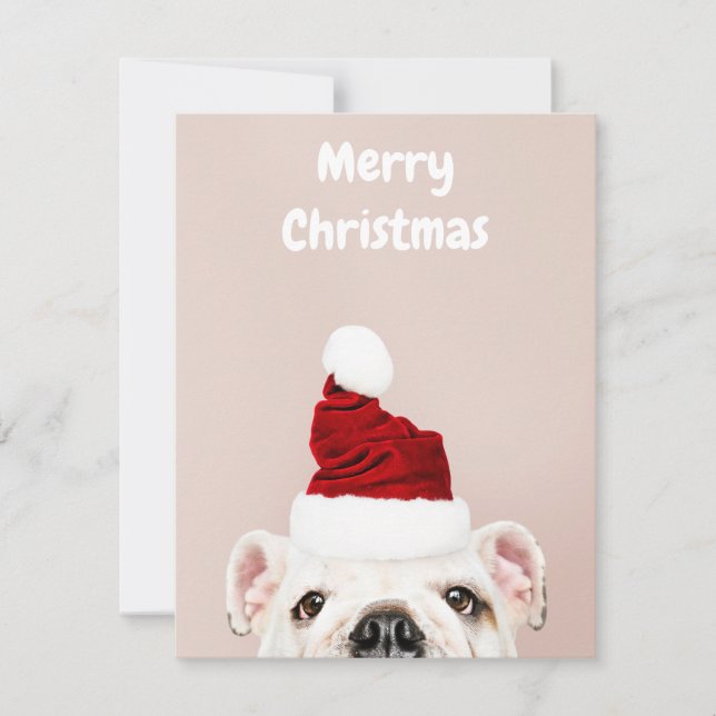Cartes Pour Fêtes Annuelles Chien de taureaux anglais à Santa Hat (Devant)