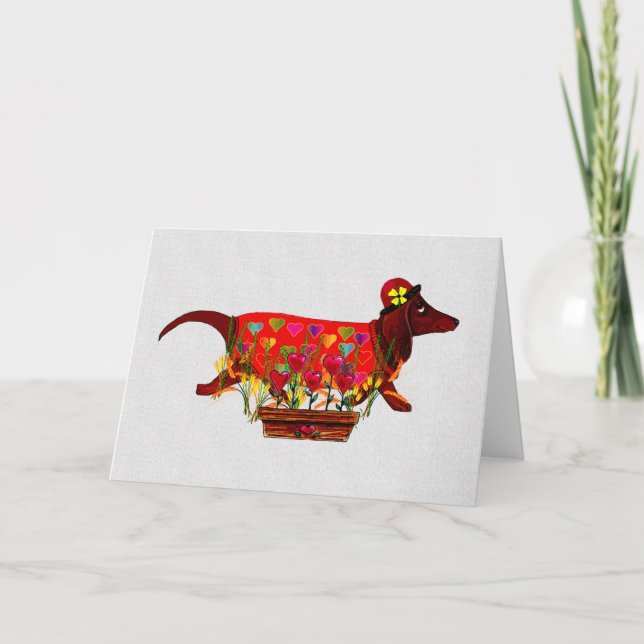 Cartes Pour Fêtes Annuelles Chien de Valentine Weiner (Devant)