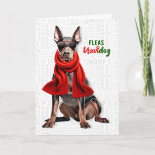 Cartes Pour Fêtes Annuelles Chien Doberman Drôle Puces Navidog Noël