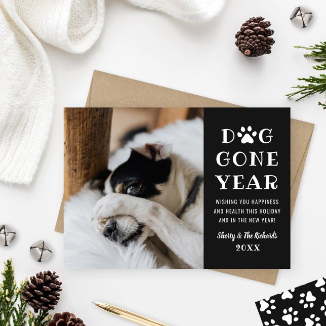 Cartes Pour Fêtes Annuelles Chien est parti année drôle Black Pet photo (Créateur téléchargé)