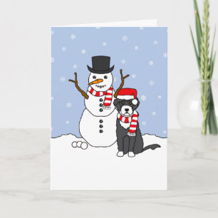 Cartes Pour Fêtes Annuelles Chien et bonhomme de neige d'eau portugais