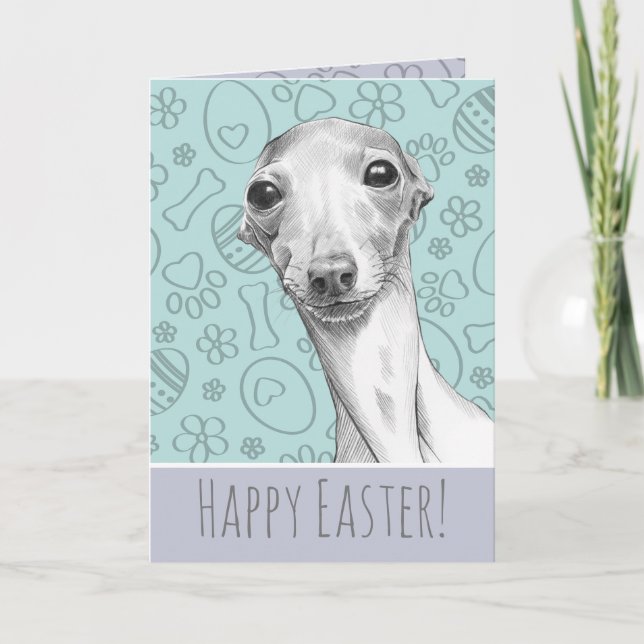 Cartes Pour Fêtes Annuelles Chien grec italien Pâques motif mignonne Pastel (Devant)