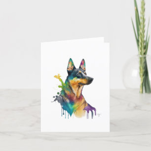 Cartes Pour Fêtes Annuelles Chien Kelpie australien en aquarelle et stylo