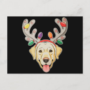Cartes Pour Fêtes Annuelles Chien Labrador Renne Andouillers Lumières de Noël