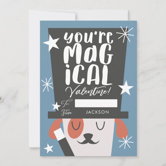 Cartes Pour Fêtes Annuelles Chien Magicien Enfants Salle de classe Valentines  (Devant)