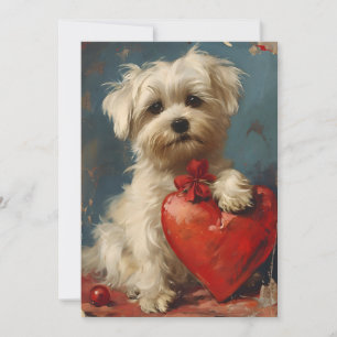 Cartes Pour Fêtes Annuelles Chien maltais Saint-Valentin vintage 