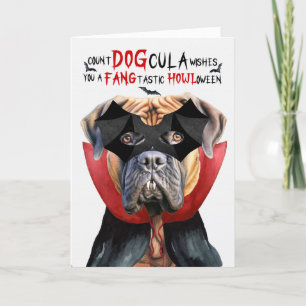 Cartes Pour Fêtes Annuelles Chien Mastiff anglais drôle nombre DOGcula Hallowe