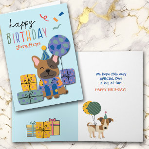 Cartes Pour Fêtes Annuelles Chien mignon avec cadeaux et Anniversaire de enfan