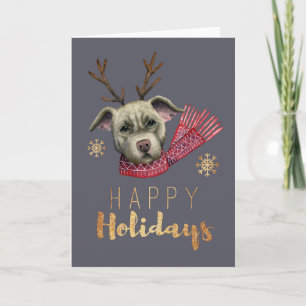 Cartes Pour Fêtes Annuelles Chien mignon de renne de Noël   bonnes fêtes