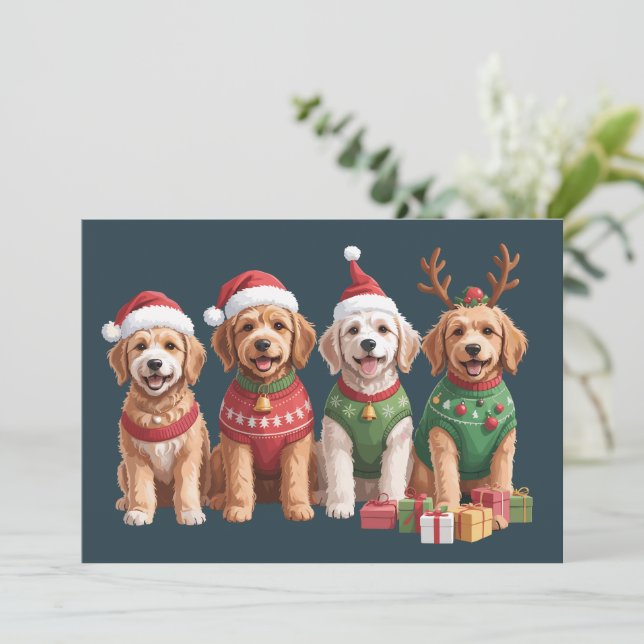 Cartes Pour Fêtes Annuelles Chien Noël Goldendoodle Noël Amateur de Chien (Debout devant)
