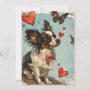 Cartes Pour Fêtes Annuelles Chien Papillon Saint-Valentin vintage