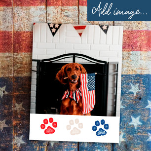 Cartes Pour Fêtes Annuelles Chien personnalisé rouge blanc bleu patriotique 4