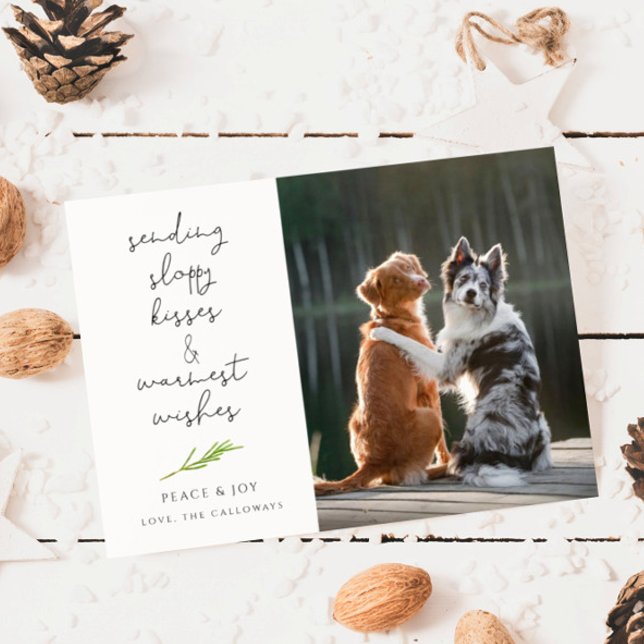Cartes Pour Fêtes Annuelles Chien photo Sloppy Kisses Christmas Holiday Card (Créateur téléchargé)