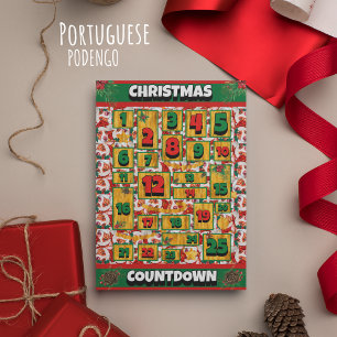Cartes Pour Fêtes Annuelles Chien Podengo portugais - Compte à rebours de Noël