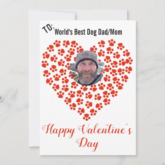 Cartes Pour Fêtes Annuelles Chien Print personnalisable Message de Valentine (Devant)
