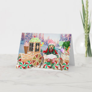 Cartes Pour Fêtes Annuelles Chien Retriever Doré Train de Bonbons de Noël