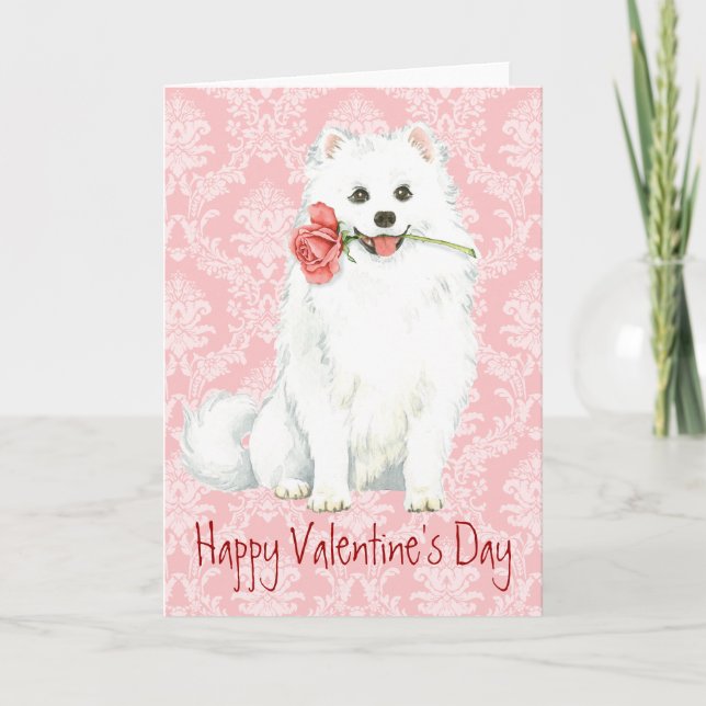 Cartes Pour Fêtes Annuelles Chien Rose américain Eskimo Valentine (Devant)