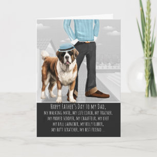Cartes Pour Fêtes Annuelles Chien Saint-Bernard et papa drôle Fête des Pères