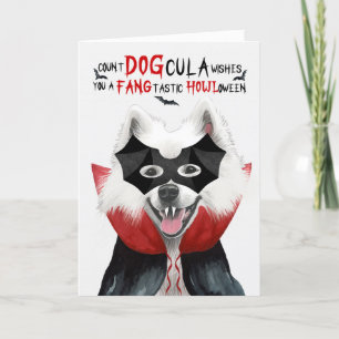 Cartes Pour Fêtes Annuelles Chien Samoyé drôle nombre DOGcula Halloween
