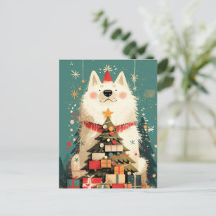 Cartes Pour Fêtes Annuelles Chien Samoyède mignon avec Noël